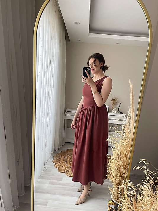 Rosalinda Kiremit Rengi  Elbise